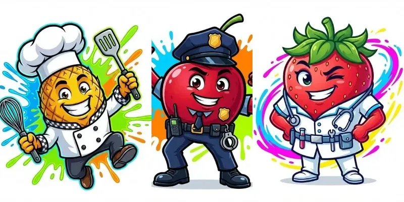 Playful Fruit Mascots In Professional generated by undefined