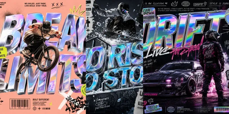 Holographic Streetwear Posters generated by undefined