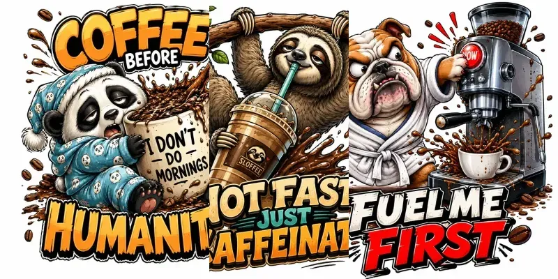 Funny Coffee Animal Cartoons generated by undefined