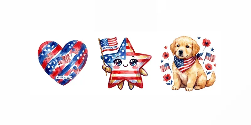 Cute Kawaii Memorial Day Clipart generated by undefined
