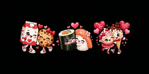 Cute Valentine Food Couple Cliparts generated by chatgpt-image