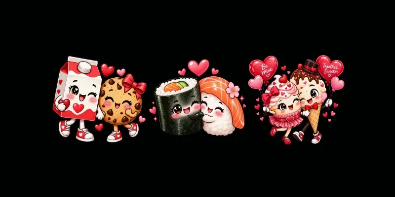 Cute Valentine Food Couple Cliparts