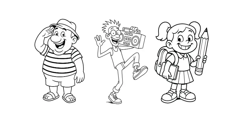 Playful Characters For Kids To Color generated by undefined