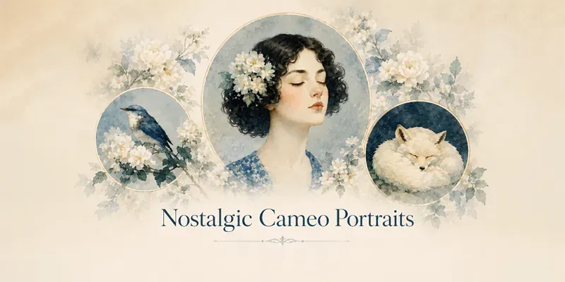 Nostalgic Cameo Portrait Art generated by undefined