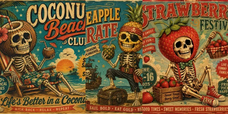 Whimsical Seasonal Skeleton Posters generated by undefined