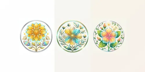 Neon Crystal Summer Flora Emblems generated by gemini-image