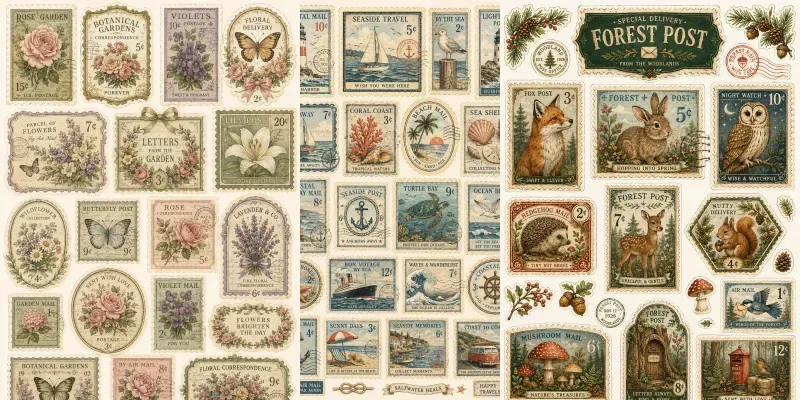 Vintage Postage Sticker Generator generated by undefined