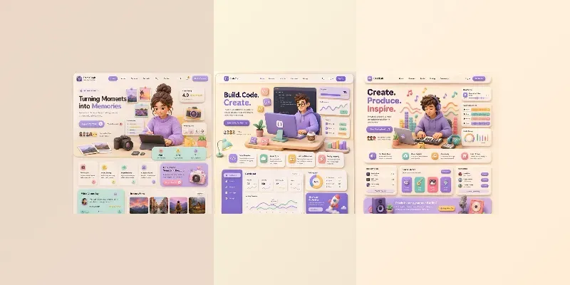 3D Claymorphism Landing Pages generated by undefined