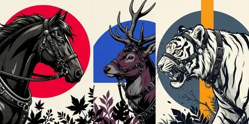 Retro Anime Pop Ukiyoe Animals generated by chatgpt-image