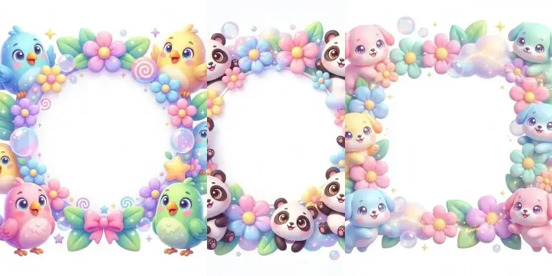 Kawaii Decorative Frames With Cuteness generated by undefined