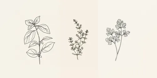 Minimalist Kitchen Herbs Line Art Prints generated by midjourney