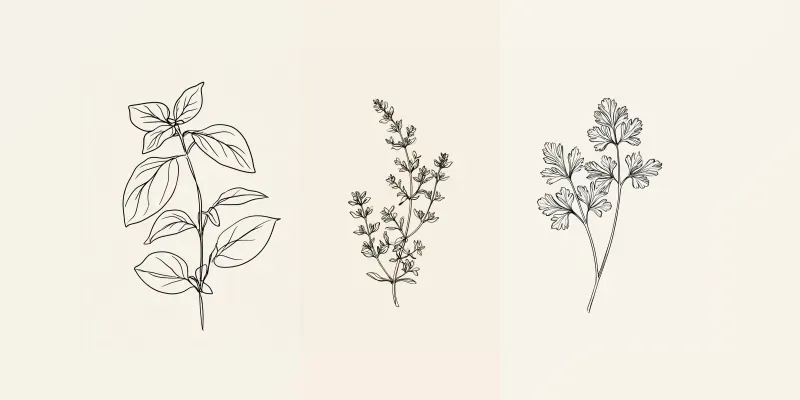 Minimalist Kitchen Herbs Line Art Prints generated by undefined