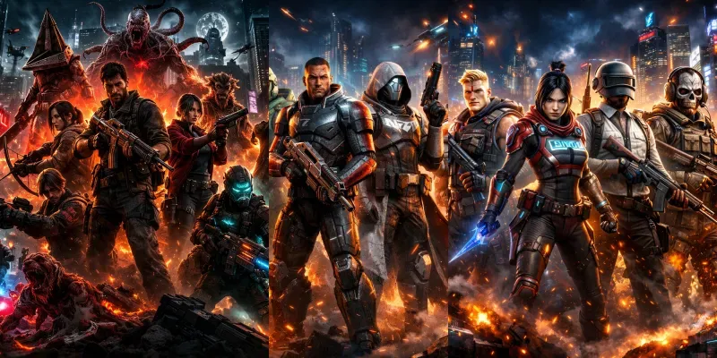 Epic Video Game Action Posters generated by undefined