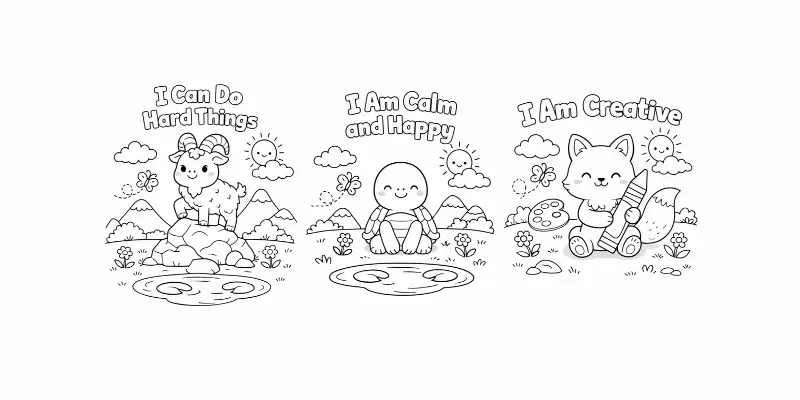 Positive Affirmations Coloring Pages generated by undefined