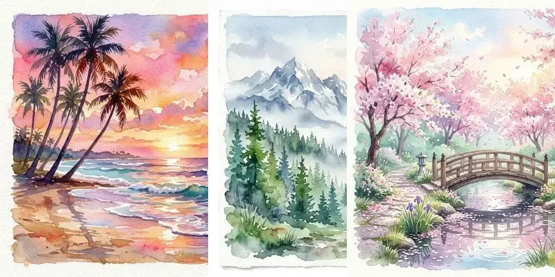 Serene Watercolor Landscapes generated by undefined