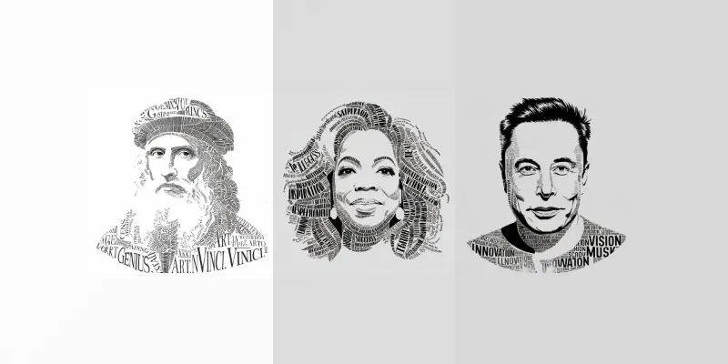 Typography Portraits Of Global Icons generated by undefined