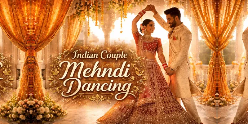 Indian Couple Mehndi Dancing Generator generated by undefined