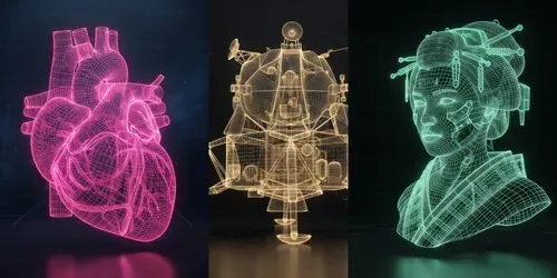 3D Wire Frame Blueprint Renders generated by gemini-image