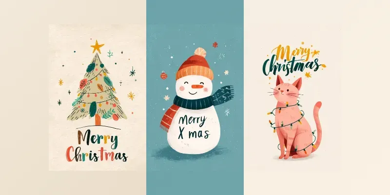 Cute Christmas Holiday Text Postcards generated by midjourney