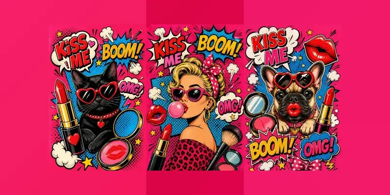 Retro Pop Art Comic Collages generated by undefined