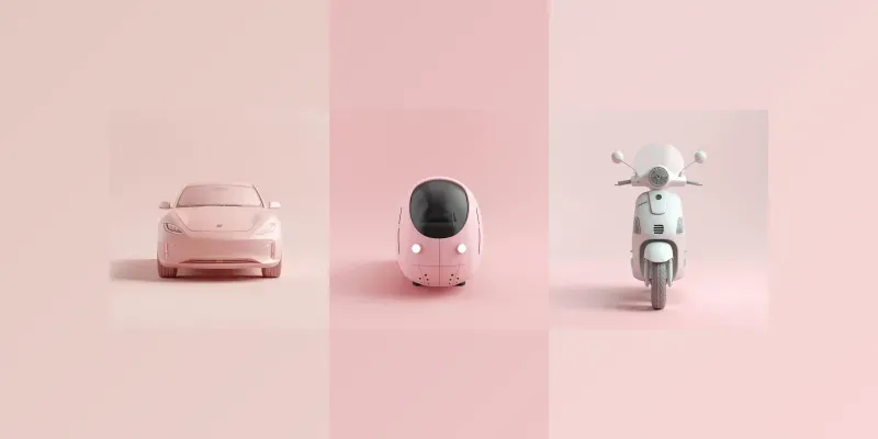 3D Minimalist Clay Cyber Vehicles generated by undefined