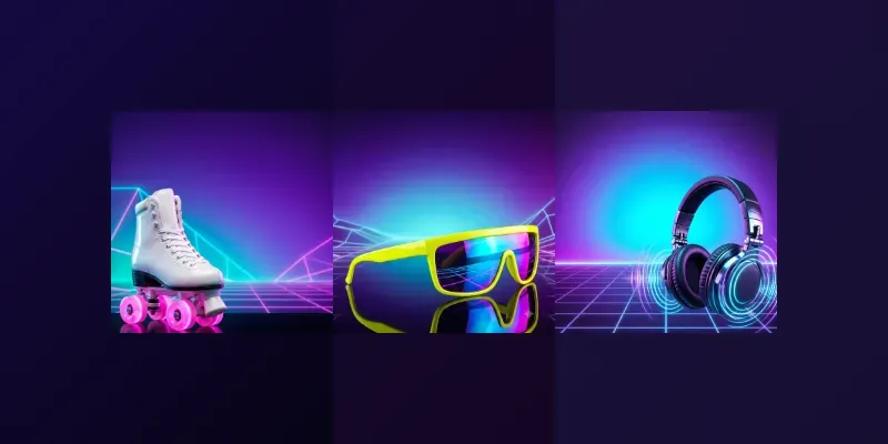 90s Neon Synthwave Product Ad Templates generated by undefined