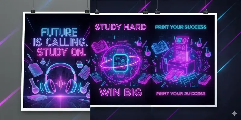 Neon Study Motivation Posters generated by undefined