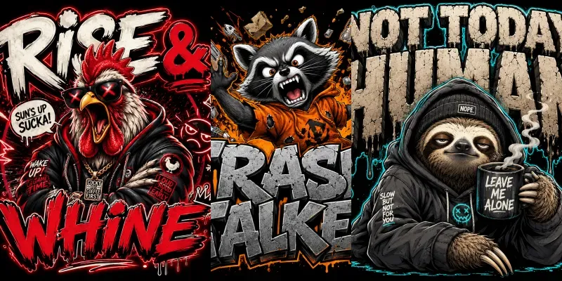 Savage Cartoon Animal Streetwear Tshirts generated by undefined