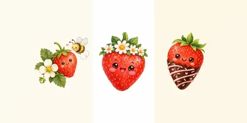 Kawaii Cottagecore Strawberry Cliparts generated by chatgpt-image