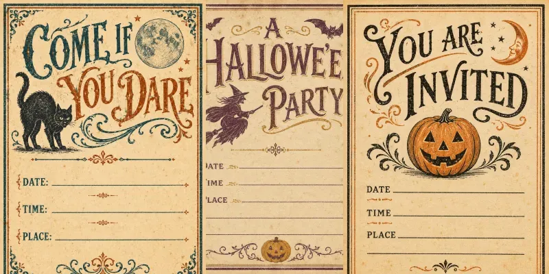 Vintage Halloween Party Invitation Cards generated by undefined