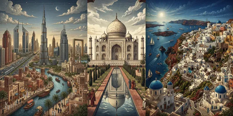 Hyperreal Engraving Travel Posters generated by undefined