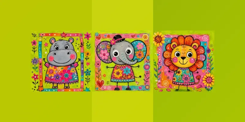 Whimsical Folk Art Animals generated by undefined