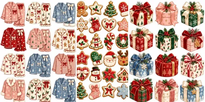 Christmas Pajama Party Sticker Sheets