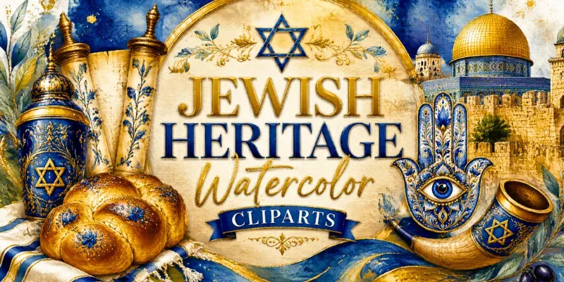 Jewish Heritage Watercolor Cliparts generated by undefined