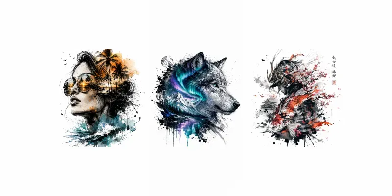 Ink Splash Fusion Portraits generated by undefined