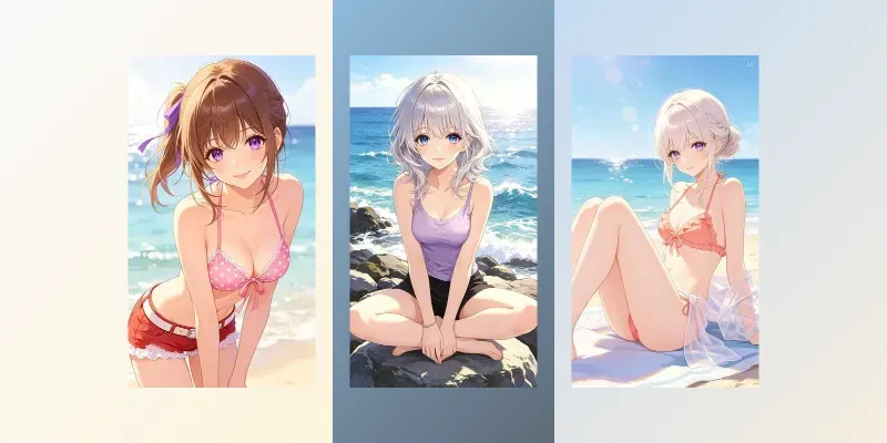 Anime Beach Girl Illustrations generated by undefined