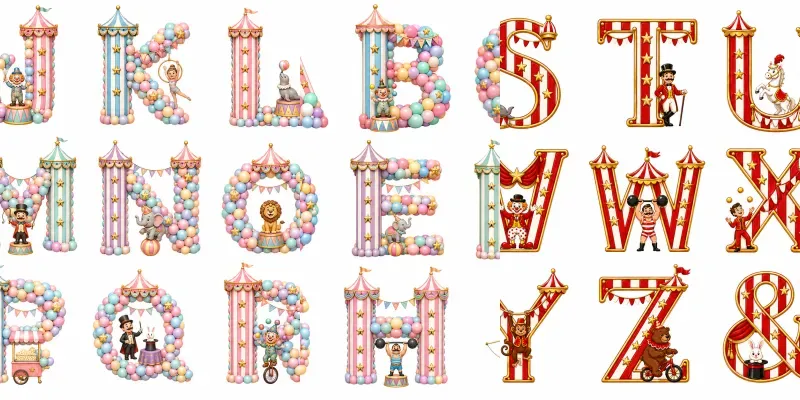 Circus Alphabet Clipart Sheets generated by undefined