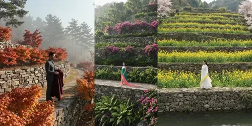 Cinematic Terraced Landscape Videos generated by veo