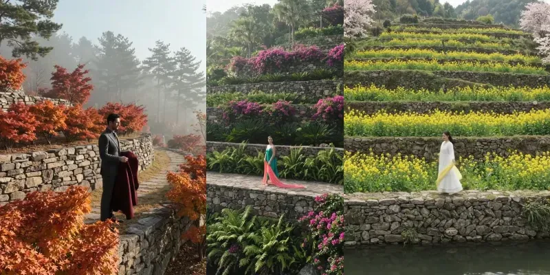 Cinematic Terraced Landscape Videos