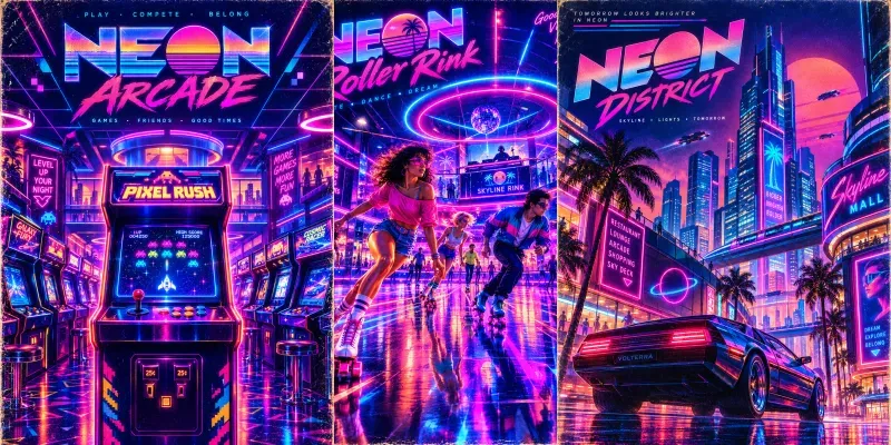 Retro 80s Neon Poster Generator