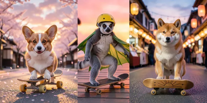 Sunset Skate Animal Scenes generated by undefined
