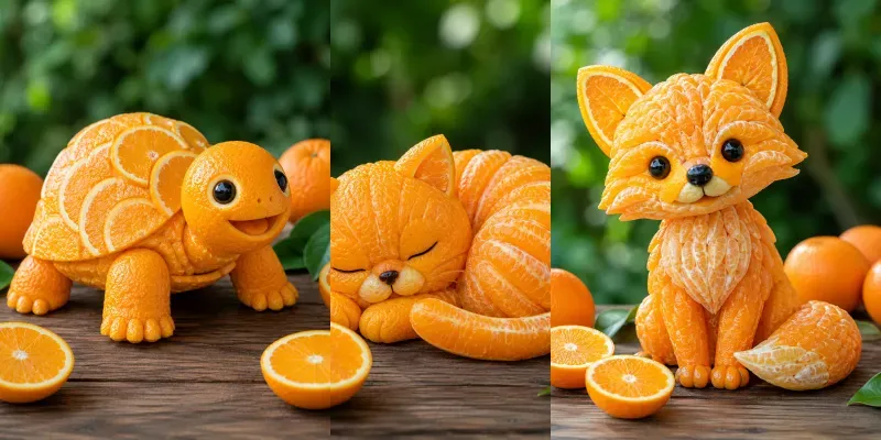 Cute Citrus Animal Sculptures generated by undefined