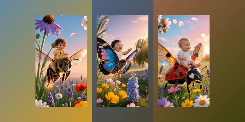 Magical Baby Riding Insects Videos generated by undefined
