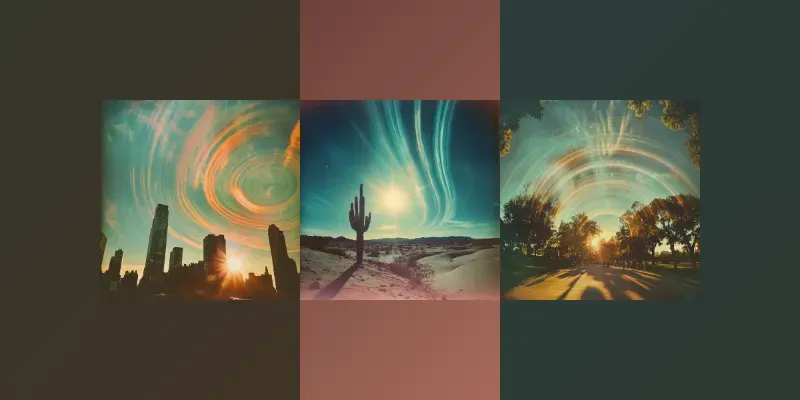 Solargraphy Stock Photo Across Landscape generated by undefined