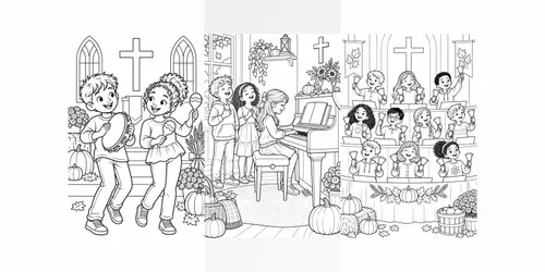 Thanksgiving Worship Colorings generated by chatgpt-image