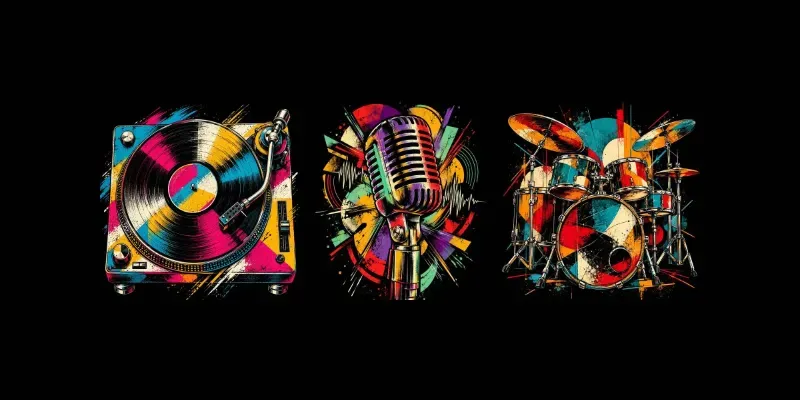 Bold Abstract Music Instrument Wall Art