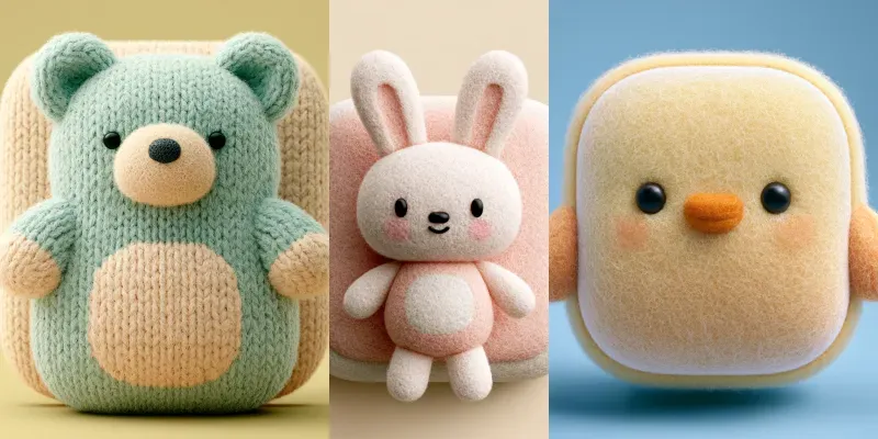 3D Fluffy Pastel Animal Icons generated by undefined