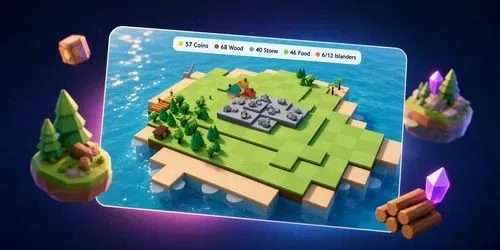 3D Cozy Tiny Island Builder Game generated by claude-agent