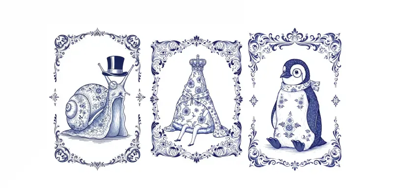 Whimsical Delft Portraits generated by undefined