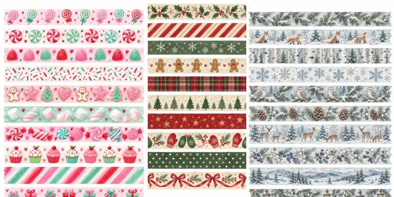Printable Christmas Washi Tape Strips
